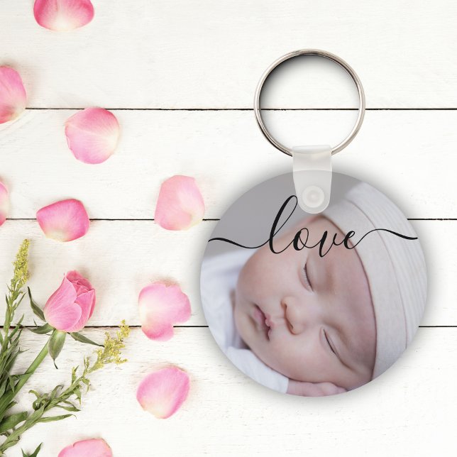 Porte-clés Script de brosse d'amour photo double face personn (Créateur téléchargé)