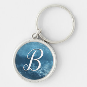 Porte-clés Script de gel bleu monogramme