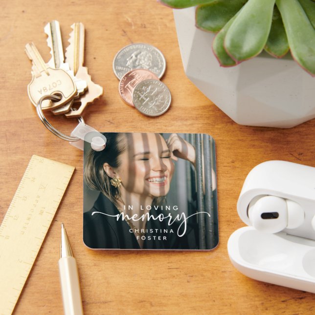 Porte-clés Script In Loving Memory Photo Memorial (Bureau)