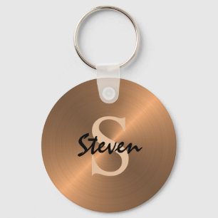 Porte-clés Script moderne élégant Monogramme bronze métal