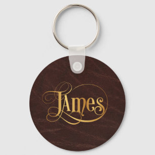 Porte-clés Script Tourbillonnant personnalisé James Gold en c