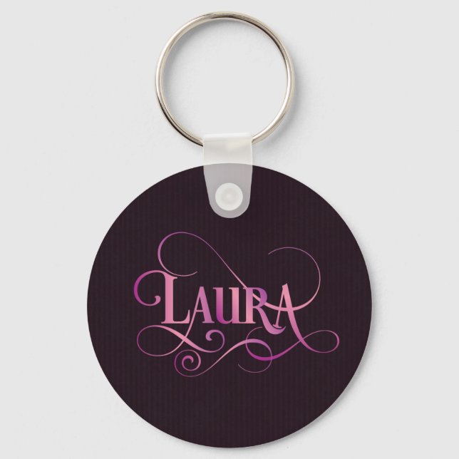 Porte-clés Script Tourbillonnant personnalisé Laura Pink sur  (Recto)