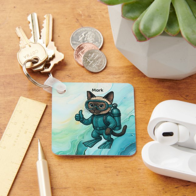 Porte-clés Scuba Cat plonge sous l'eau  (Bureau)