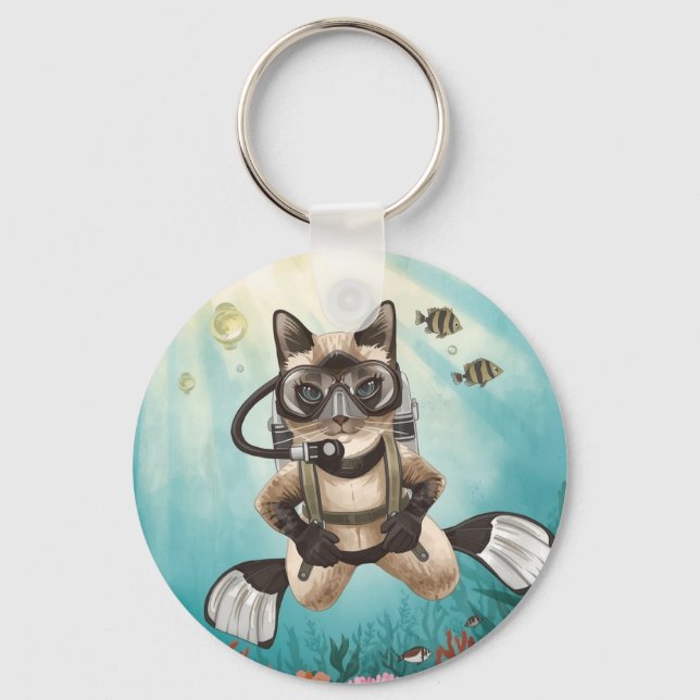 Porte-clés Scuba Cat plonge sous l'eau  (Recto)