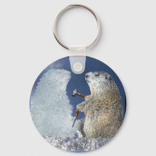 Porte-clés Sculpture de glace du jour de la marmotte