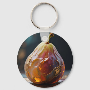 Porte-clés Sculpture en verre ambre de figue