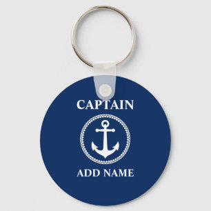 Porte-clés Sea Anchor Captain Add Name or Boat Name Blue