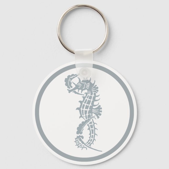 Porte-clés Seahorse Blue Classic Nautical Elegant (Recto)