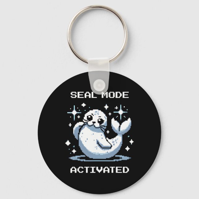 Porte-clés Seal Mode Activated Pixel Art Seal Retro Gamer Sty (Recto)