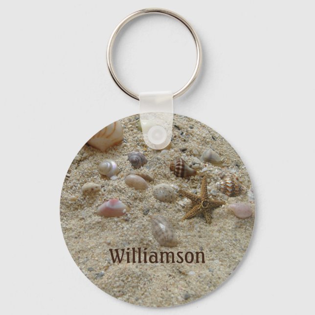 Porte-clés Seashells Beach Sand Personalized Coastal (Recto)