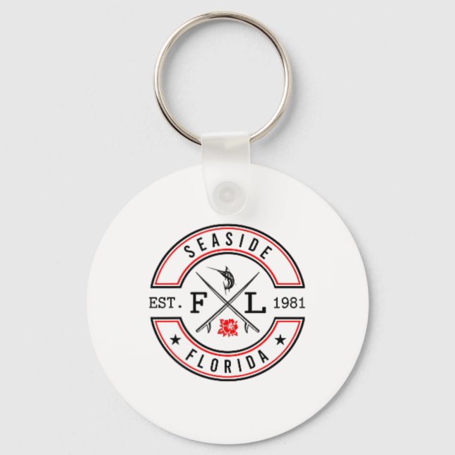 Porte-clés Seaside Floride Fl Retro Surfeur Plage Et Ck (Recto)