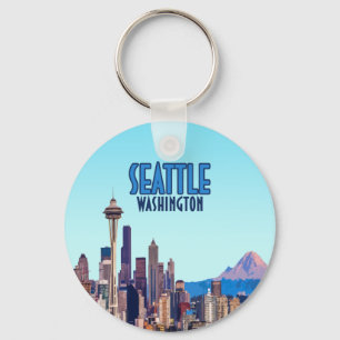 Porte-clés Seattle Washington Downtown Mount Rainier Vintage