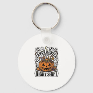 Porte-clés Seau de bonbons citrouille Gravure vintage Hallowe