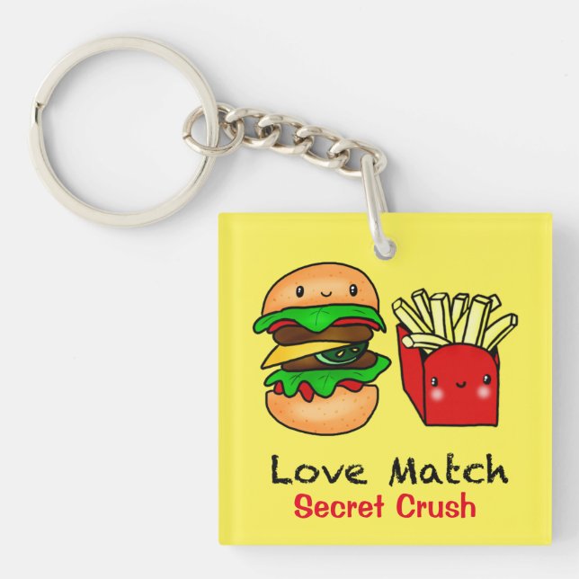 Porte-clés Secret Crush Kawaii frites de hamburger customisée (Devant)