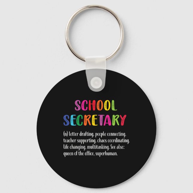 Porte-clés Secrétaire Définition Secrétaire de l'école Équipe (Recto)