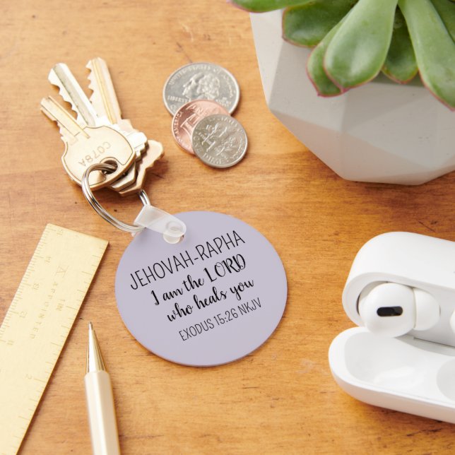Porte-clés Seigneur Qui Guérit Violet Clair Simple Chrétien (Bureau)