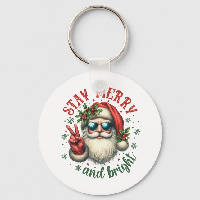 Porte-clés Séjour Cadeau de Noël Restez Joyeux (Recto)