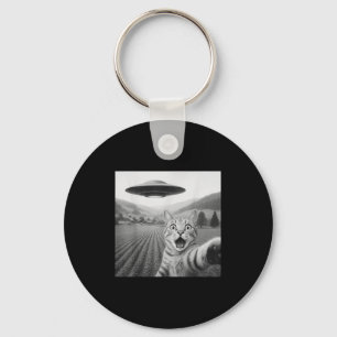 Porte-clés Selfie De Chat Avec Alien Ufo Drôle Cadeaux De Cha