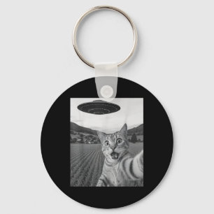 Porte-clés Selfie De Chat Avec Alien Ufo Funny Chat Drôle Ali