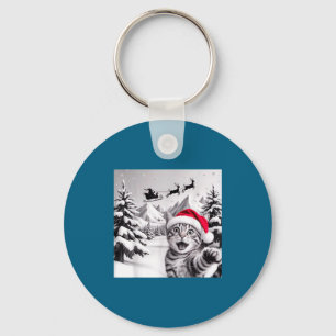 Porte-clés Selfie de chat avec le Père Noël 