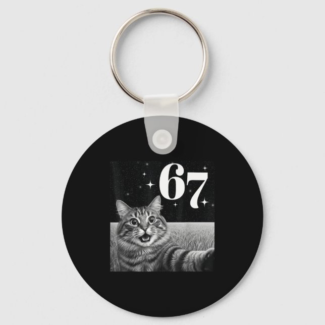 Porte-clés Selfie de chat avec mème 67 drôles de chats graphi (Recto)