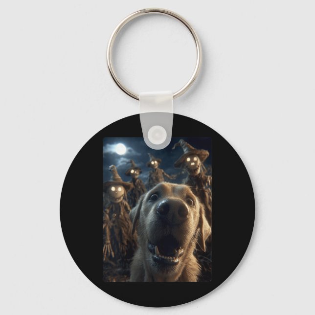 Porte-clés Selfie de labrador drôle de femmes avec des épouva (Recto)
