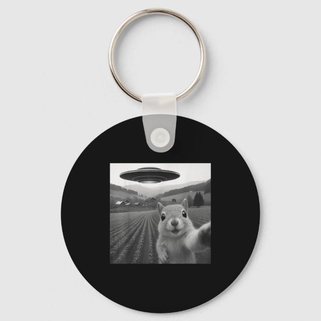 Porte-clés Selfie D'Écureuil Avec Alien Ufo Drôle Pour Les Fe (Recto)