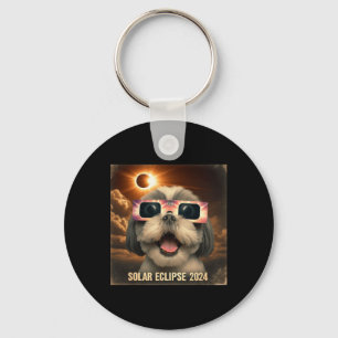Porte-clés Selfie Shih Tzu Enfants Mens Éclipse Solaire