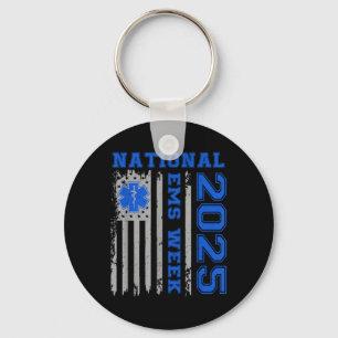 Porte-clés Semaine Nationale Ems 2025 Drapeau Usa Urgences Mé