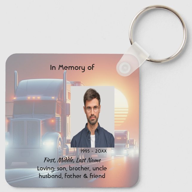 Porte-clés Semi-remorque tracteur de souvenir  (Dos)