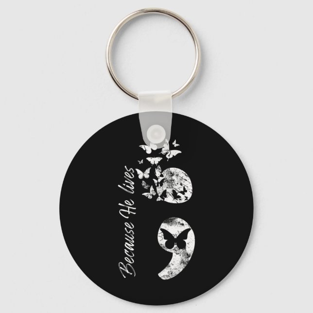 Porte-clés Semicolon de sensibilisation à la prévention du su (Recto)
