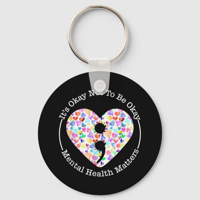 Porte-clés Semicolon de sensibilisation à la santé mentale Su (Recto)