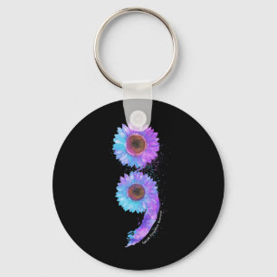 Porte-clés Semicolon de tournesol bleu pourpre Prévention du