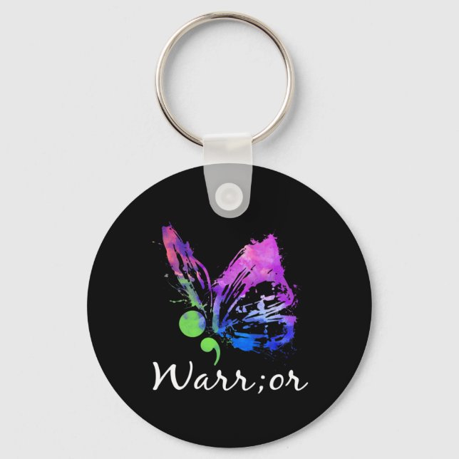 Porte-clés Semicolon du papillon guerrier Prévention du suici (Recto)