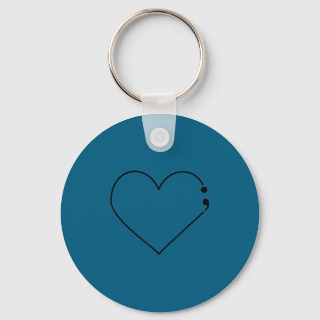 Porte-clés Semicolon Heart Mental Health Awareness Therast De (Recto)