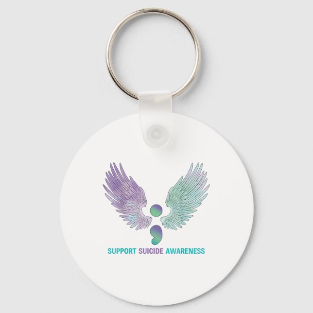 Porte-clés Semicolon Wings Support Suicide Sensibilisation Tu (Recto)