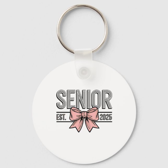 Porte-clés Senior Est 2025 Bow Coquette Graduation (Recto)