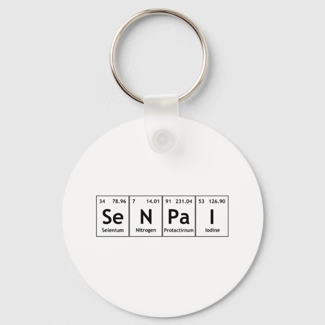 Porte-clés SeNPaI, élément de tableau périodique Mot Chimie A (Recto)