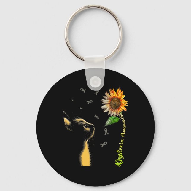 Porte-clés Sensibilisation à la dyslexie des tournesols (Recto)