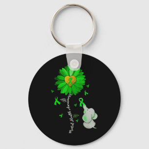 Porte-clés Sensibilisation à la santé mentale Tournesol Vert