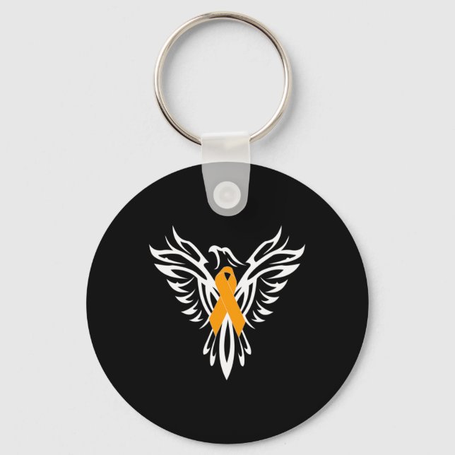 Porte-clés Sensibilisation à la sclérose Orange Ruban Phoenix (Recto)