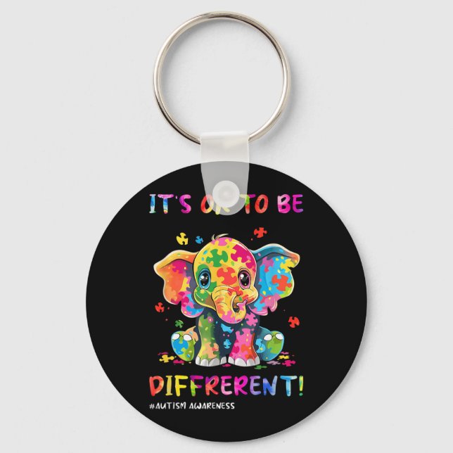 Porte-clés Sensibilisation à l'autisme Éléphant Mignon Animal (Recto)