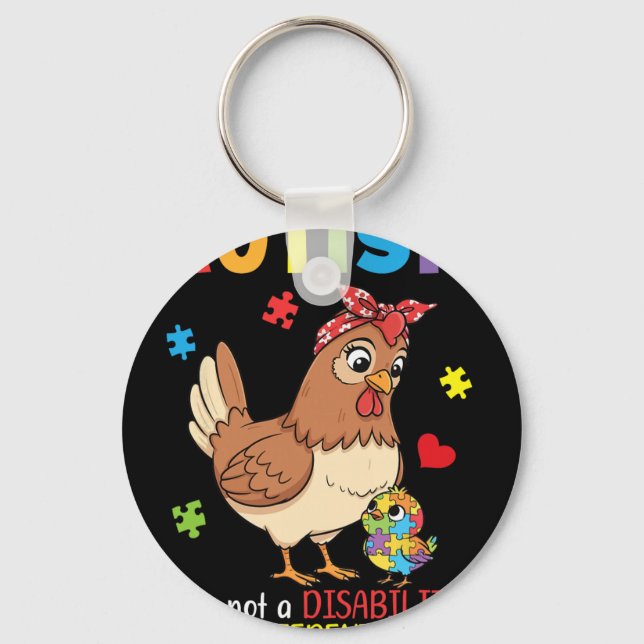 Porte-clés Sensibilisation à l'autisme Mère Poulet Capacité d (Recto)