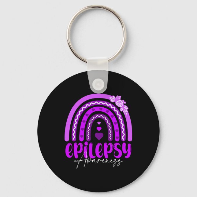 Porte-clés Sensibilisation à l'épilepsie-arc-en-ciel Violet . (Recto)