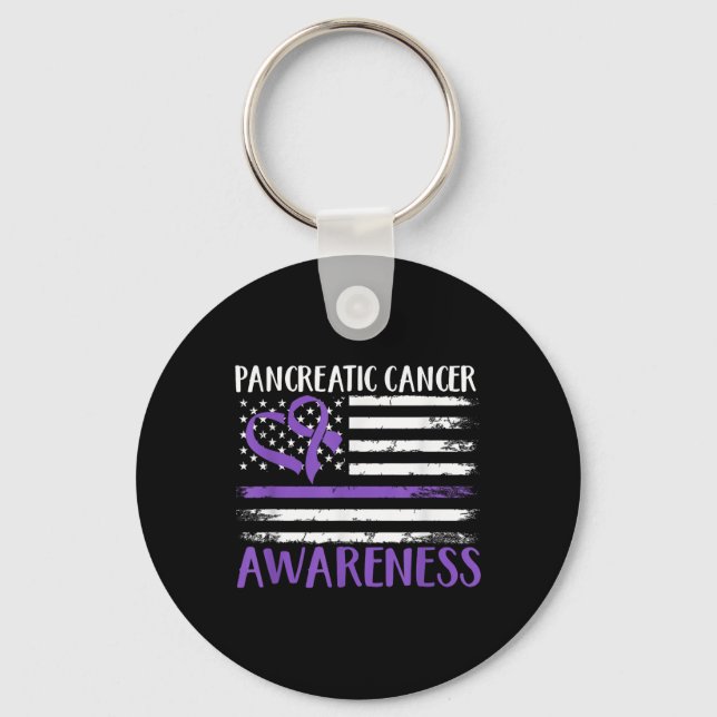 Porte-clés Sensibilisation au cancer du drapeau américain (Recto)