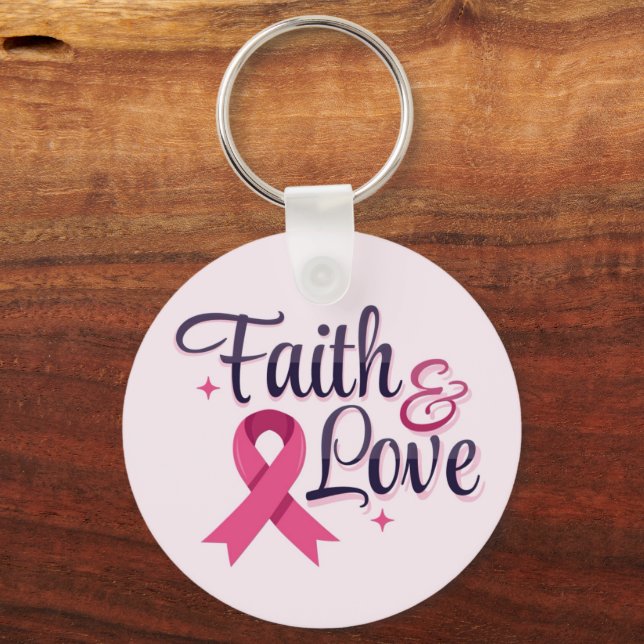 Porte-clés Sensibilisation au cancer du ruban rose (Recto)