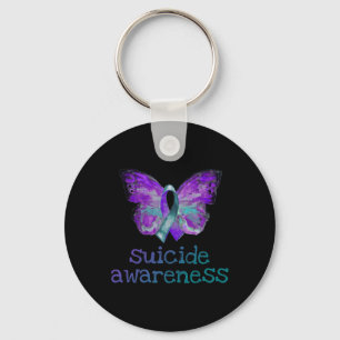 Porte-clés Sensibilisation au suicide Papillon Turquoise pour
