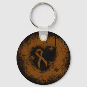 Porte-clés Sensibilisation Brown Ruban Grunge Coeur