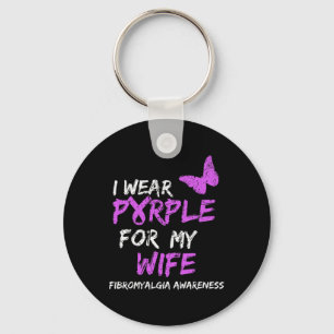 Porte-clés Sensibilisation Je Porte Du Violet Pour Ma Femme
