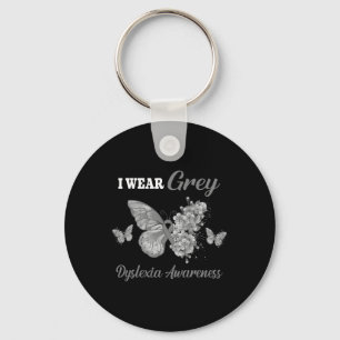 Porte-clés Sensibilisation Je porte un papillon gris 